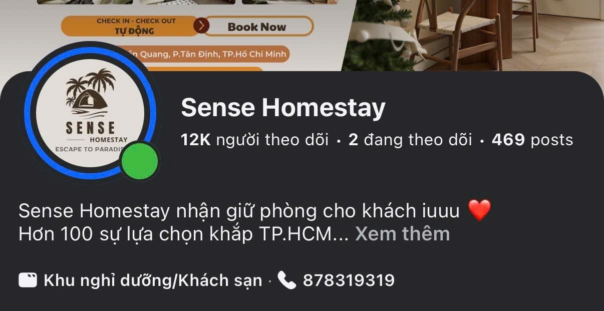 Số liệu Fanpage/TikTok của Sense Homestay
